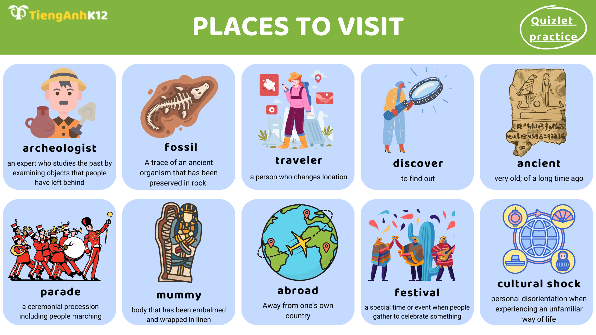 Từ vựng Toefl Primary Step 2 - Places to visit